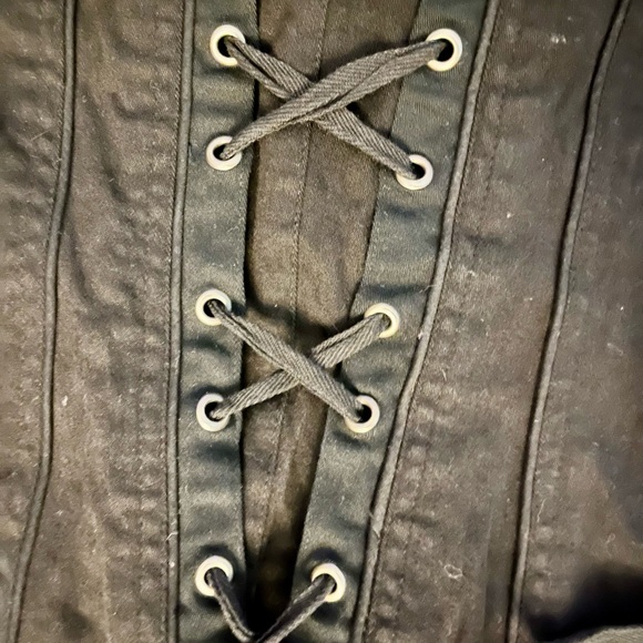 Tripp NYC Black Denim Corset-Back Halter Top - Picture 4 of 5